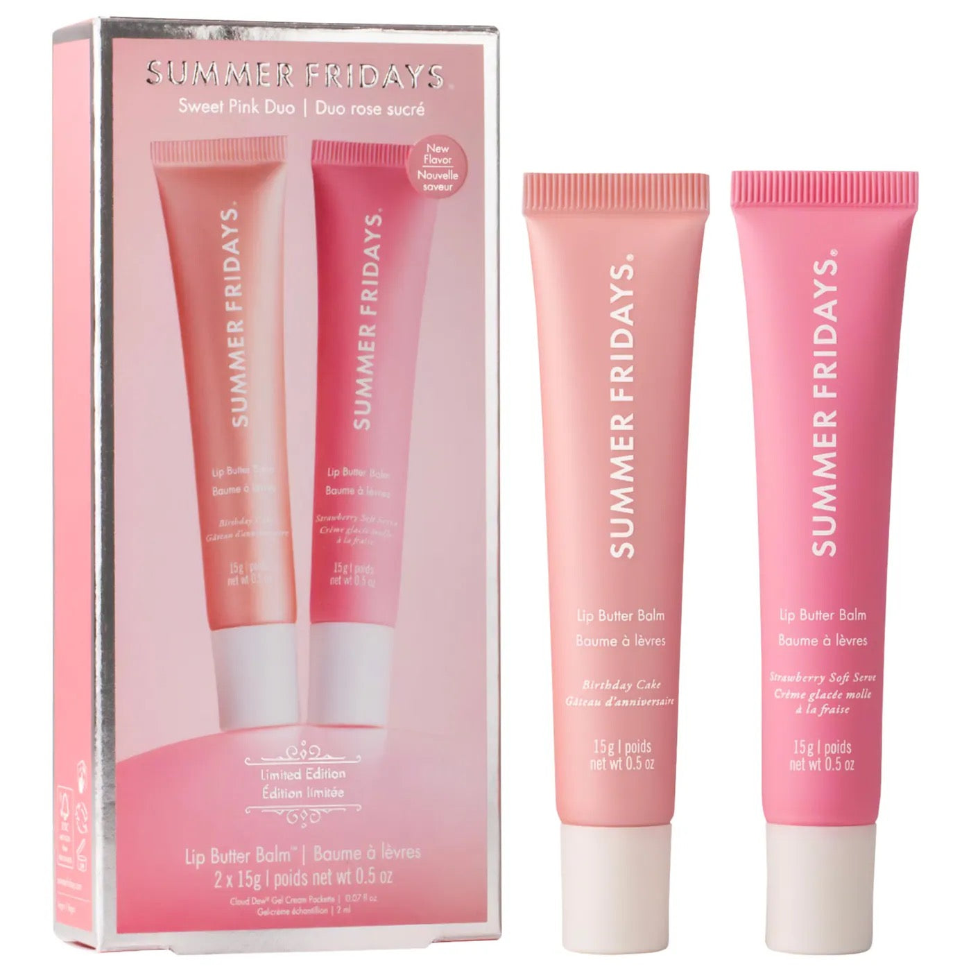 Sweet Pink Duo with Birthday Cake + Strawberry Soft Serve Lip Butter Balm